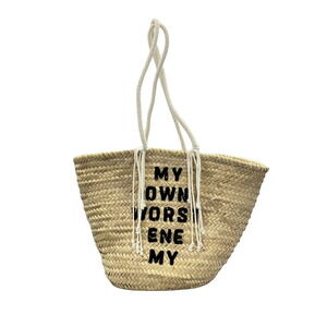 Celine David Kramer Raffia Calfskin Panier Bag Tan